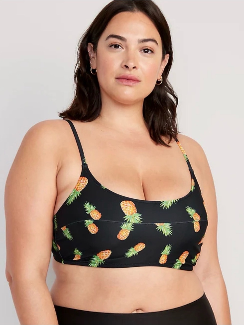 Old Navy Black Pineapple Print scoop Neck Swim Top